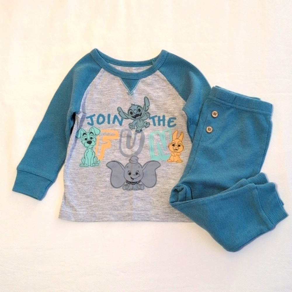 NEW disney 100 waffle knit graphic matching outfit set 12-18 months baby boy
